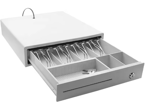 Strong 405 Metal Cash Drawer 335: Gaveta de Dinheiro POS (Branca e Preta)