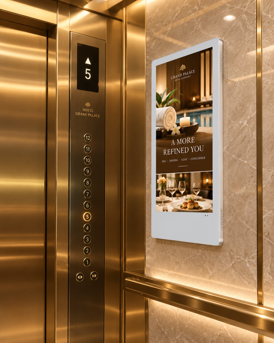 Ecrã LCD Digital Signage Elevador 18.5” + 10.1” Android 11